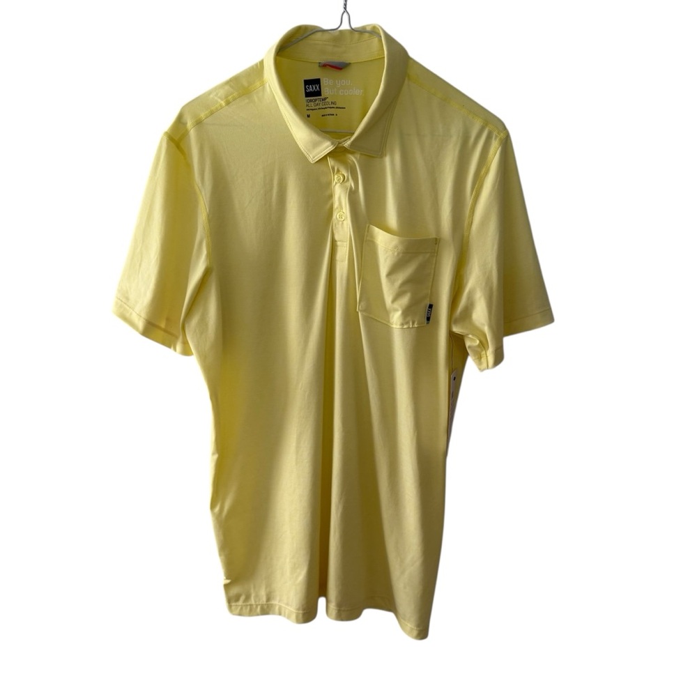 Saxx Droptemp Men’s Performance Polo Shirt Size Medium Butter Yellow Cooling